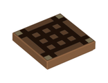 Tile 2 x 2 with Groove with Dark Brown Minecraft Crafting Table Grid Pattern, Medium Nougat (3068bpb0893 / 6097003)