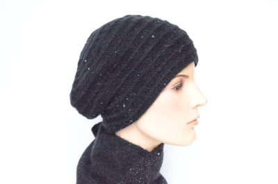 Черный берет для женщин вязаный зима 2023