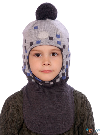 Шапка-шлем   21101-07, цвет темно-серый, серый р. 50-52