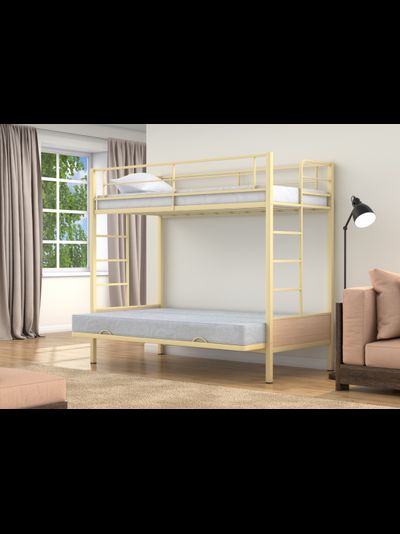 Двухъярусная кровать-диван Дакар 1 Слоновая кость (вставки Дуб молочный)