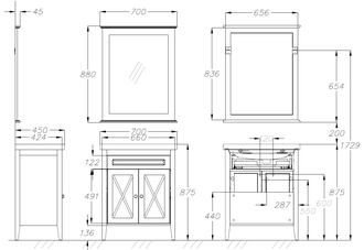 КОМПЛЕКТ МЕБЕЛИ ПАЛЕРМО 70 БЕЛЫЙ