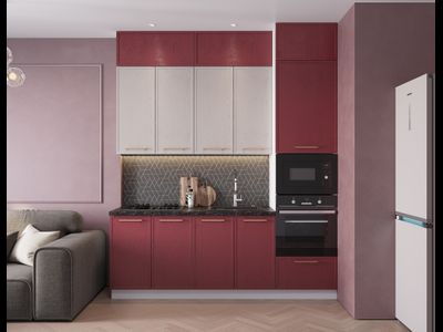 Кухня модульная "Астрид" Астрид сильвер F13, альберо россо F10 (БТС)