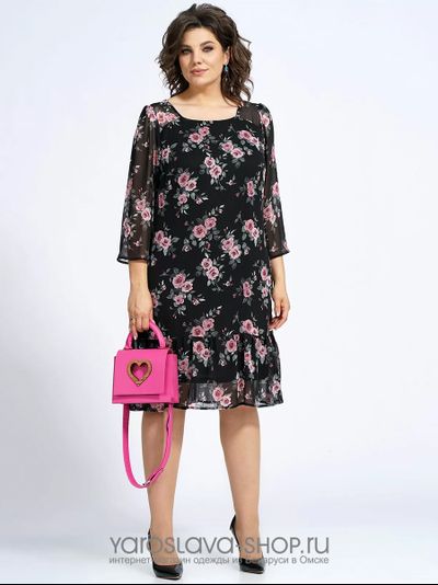 Шифоновое женское платье с принтом &quot;розы&quot;