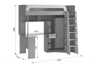 Набор мебели Мультиплекс (Детский комплекс), (2040х1110х1880) Мебельсон