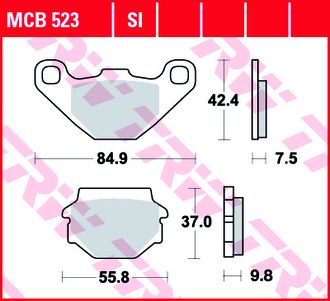 Тормозные колодки передние/задние TRW MCB523 для Suzuki GS 125/450 // Kawasaki KL 250/600/650 // KTM MX500 //Aeon // Aprilia // Buell // Cagiva // Kram-It // Peugeot // SYM // TGB