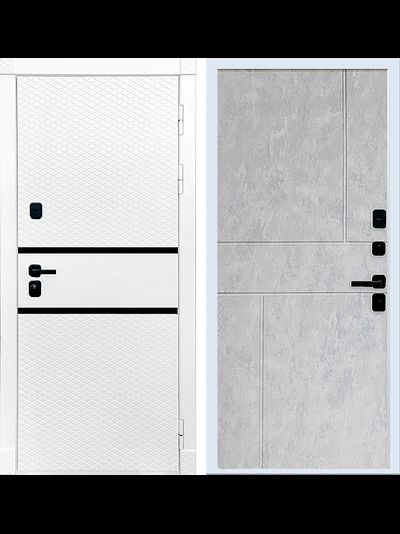 Белая дверь Rx15 с панелью ФЛ 290 бетон светлый