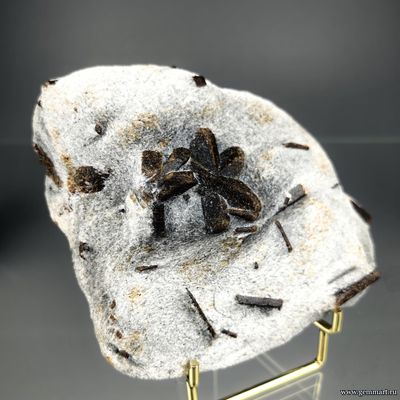 Ставролит, тройник с фрагментами кристаллов на сланце. Россия. 100*95*30мм