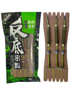 Готовый тонущий поводок с тремя крючками #4