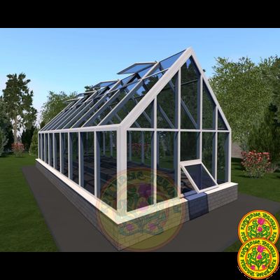 Зимняя Теплица Дональд III в классическом английском стиле с двускатной крышей размером 10х4 метра