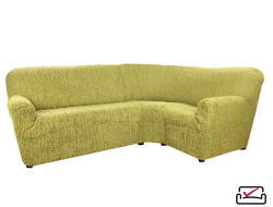 Чехол на классический угловой диван Сиена Венера Фисташковый. Хлопок. ИТАЛИЯ