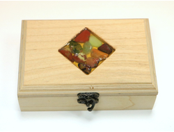 Шкатулка с камнями на крышке "Ромб" (светлая) (149*99*49 мм, 322 г) №11178