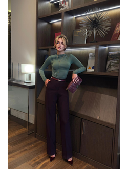 Брюки прямые (темно-бордовый)