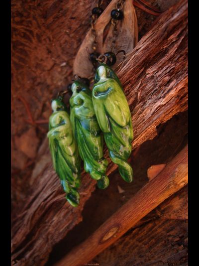 Комплект фарфоровых украшений "Нефритовый дух" (серьги и подвеска)