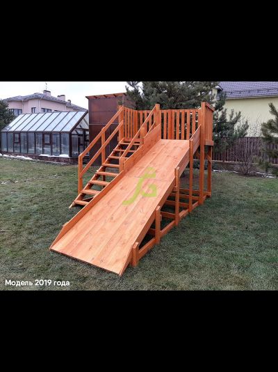 Деревянная зимняя горка "IgraGrad Snow Fox", скат 4 м