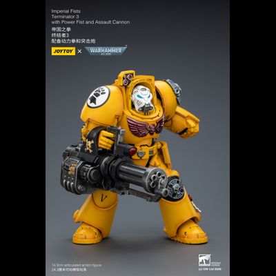 Терминатор Имперских Кулаков (Warhammer 40K) - КОЛЛЕКЦИОННАЯ ФИГУРКА 1/18 Imperial Fists Terminator with Power Fist and Assault Cannon (JT03172) - JOYTOY