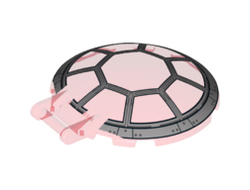 Dish 6 x 6 Inverted with Bar Handle with SW 8 Spoke Light Bluish Gray Frame and Rivets TIE Cockpit Pattern, Trans-Red (18675pb05 / 6124287)