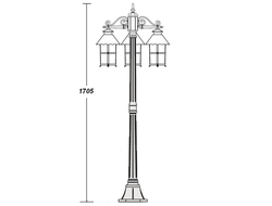 Садово-парковый светильник  Caior  l(170см)3 фонаря на опоре;