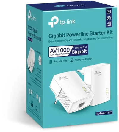 Адаптер PowerLine TP-LINK TL-PA7017 KIT Gigabit Ethernet, 2 шт.