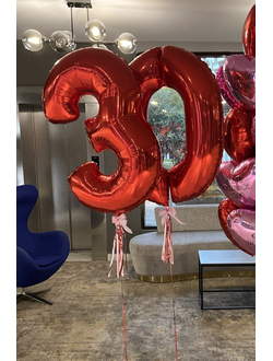 Шар-цифра 102 см с гелием Красный