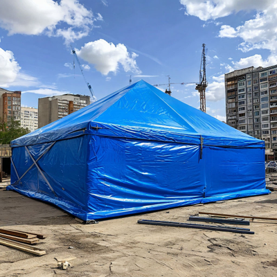Тент Тарпаулин 8 x 10 м, 180 г/м2, шаг люверсов 0,5 м строительный защитный укрывной купить в Москве