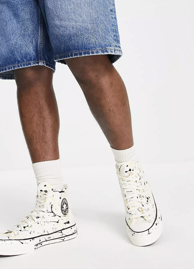 Белые Converse Chuck Taylor 70 Archive Paint Splatter A01170C оригинал на ноге