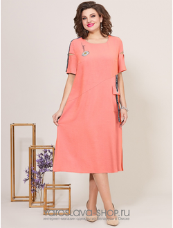 Модель: 5224-3. Летнее платье в спортивном стиле персикового цвета.