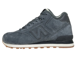 New Balance 574 Mid Deep Blue замшевые с мехом