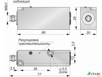 Оптический бесконтактный датчик O09-NO/NC-NPN-P8.4 (с регулировкой)