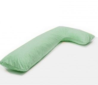 Подушка для сна на боку формы Г 230 + наволочка сатин страйп Фисташка