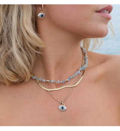 Колье эмаль, кристаллы Swarovski, A&C (синий)