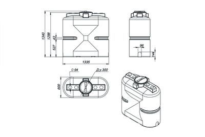 Размеры прямоугольной емкости на 750 литров S750