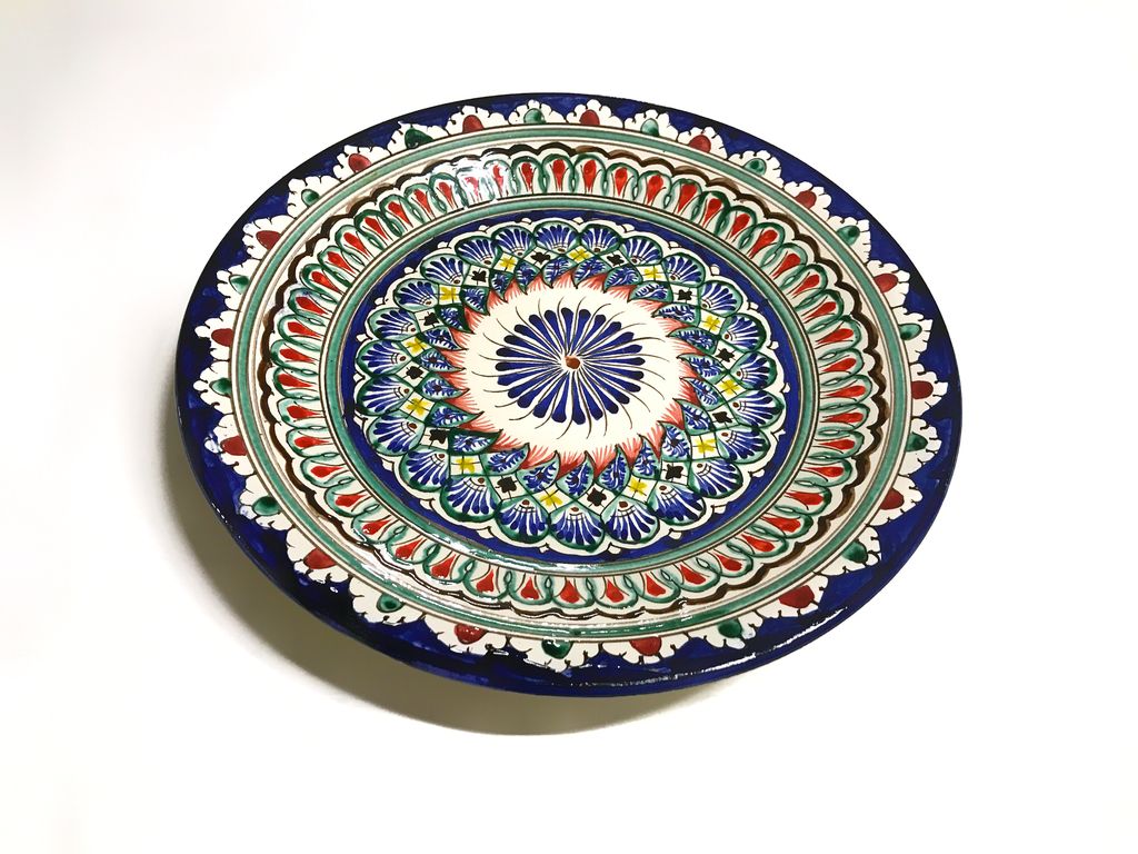 Узбекские тарелки для плова. Узбекская посуда Риштан и пахта. Тарелка глубокая 26 см Риштан. Косушка пахта посуда узбекская. Узбекские тарелки.