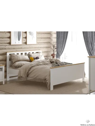 2.08.04.070.14 САГА кровать двойная 160х200 белая/ясень
