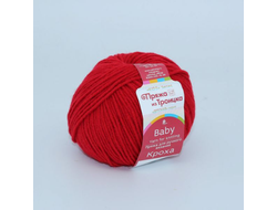 Пряжа Кроха Троицкая Состав: 20% мериносовая шерсть, 80% акрил, Вес и длина нити в мотке: 50 г, 135 м.цвет   06 красный