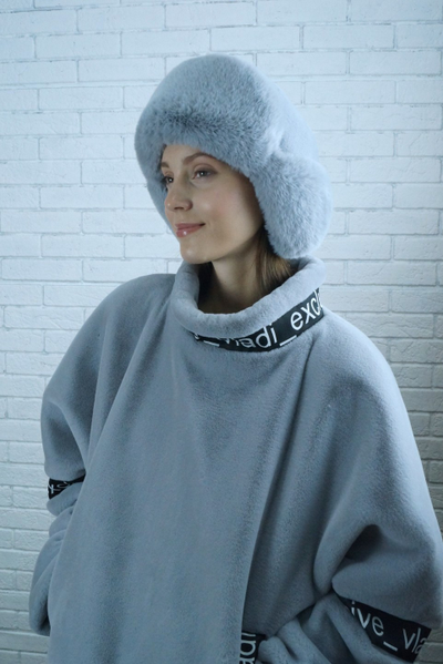 Ушанка "Нон-стоп" цвет серо-голубой + серо-голубой