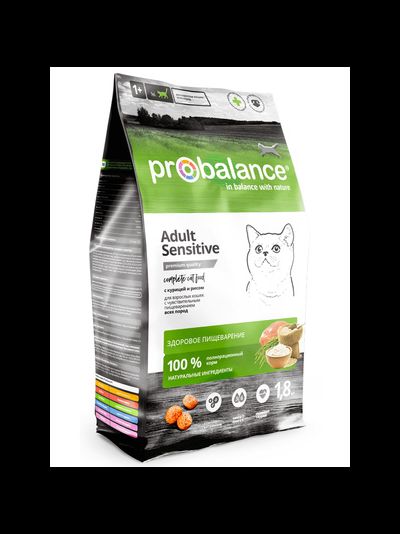 Корм Probalance Sensitive для кошек с чувствительным пищеварением курица 0,4 кг