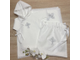 Крестильный набор для мальчика "Светлое Таинство с пелёнкой": рубашка с капюшоном, пеленка 90х90 см. ; ткань и цвет крестиков - на выбор, можно вышить любое имя, размеры до 4-х лет