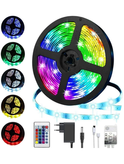 Светодиодная лента с пультом LED RGB 5 метров, 12В, IP65  #A-8 1шт