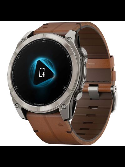 Часы Garmin Fenix 8 -51mm AMOLED Sapphire Bare Titanium / Black / Chestnut Leather Band