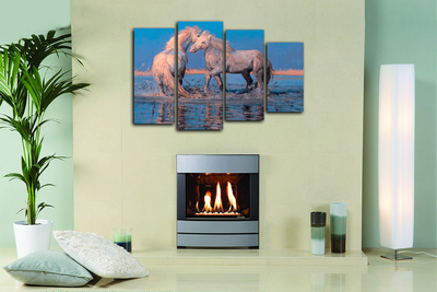 Модульная картина "Белые лошади"