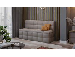 Скамья прямая Домино Кожзам светло-коричневый/Велюр мокко светлый