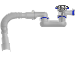 Сифон для душевого поддона 11/2"х50мм,г.т.40х40/50,клик-клак,h 65мм,мет.сетка,хром,V465-7-MR [56830]
