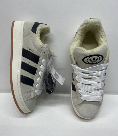 Adidas Campus 00s Crystal White Core Black с мехом