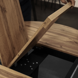 МАКАО Стол обеденный раздвижной,1100/1500х1100х32мм, ЛДСП Дуб Вотан/черный 15