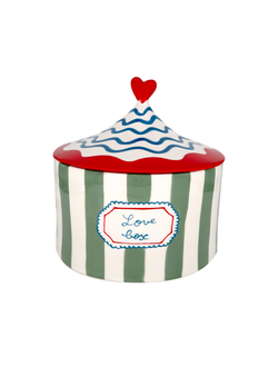 Laetitia Rouget Love Box Khaki Stripes And Red Декоративная банка для хранения