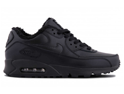 Nike Air Max 90 Черные, кожа/мех (35-46) Арт: 016М