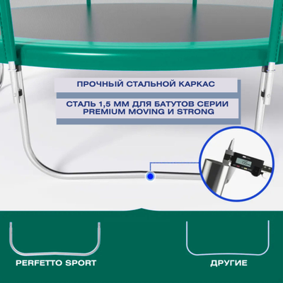 Батут с защитной сеткой PERFETTO SPORT PREMIUM STRONG 8 диаметр 2,4 м
