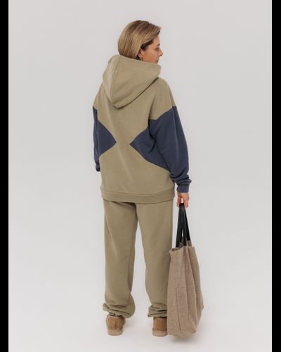 Брюки c манжетами хлопковый велюр (оливковый)