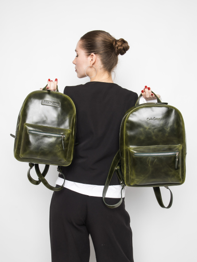 Женский кожаный рюкзак Anzolla dark green (арт. 
3040-11)