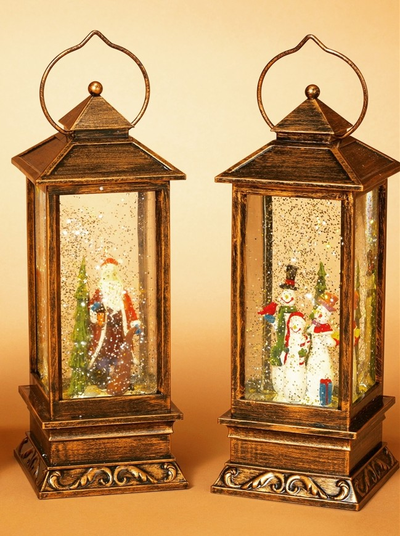 Новогодний  LED фонарь с поддувкой снега, 30см (два вида)